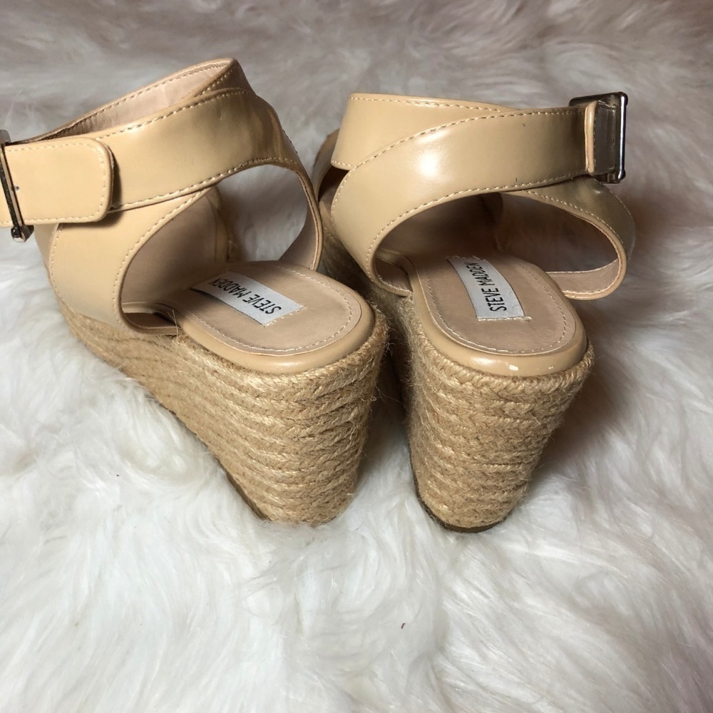 Steve Madden Tan Seaside Wedge Sandals Size 8.5 - Picture 3 of 8